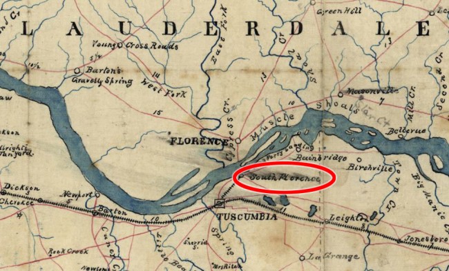 1863 map showing South Florence