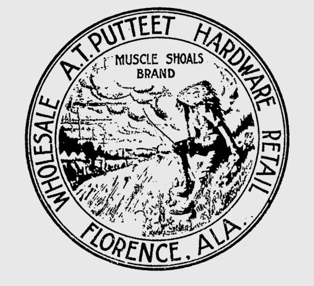 A.T. Putteet Hardware logo uses Florence Centennial Design