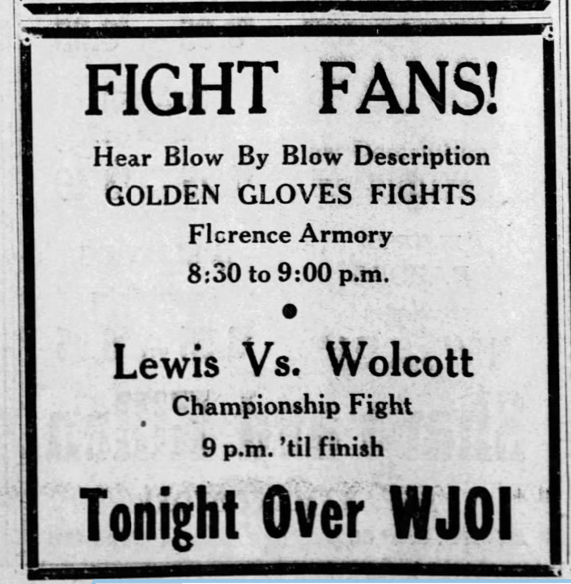 Boxing at Florence Alabama Fort Willingham Armory