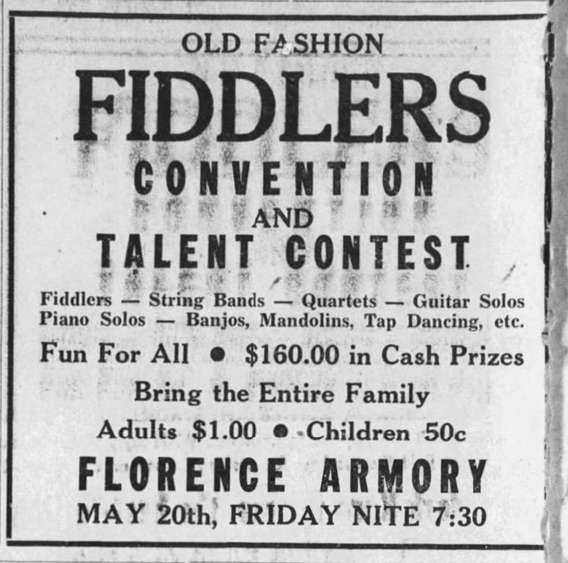 Fiddlers convention at the Florence Armory